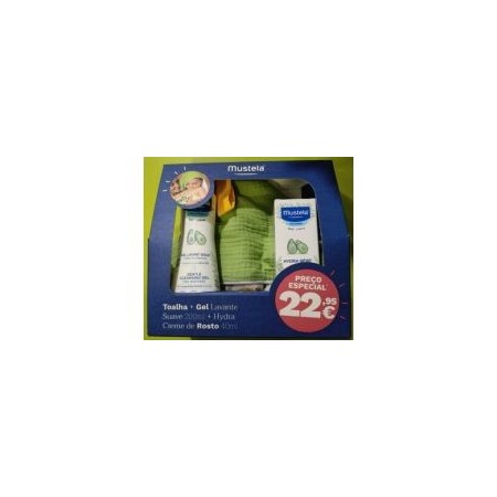 Mustela Kit Gel Lavante Suave 200 ml + Hydra Creme de Rosto 40 ml + oferta de toalha
