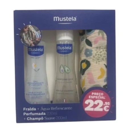 Mustela Kit Água Refrescante Perfumada  200ml + Champô Suave 200 ml + Fralda