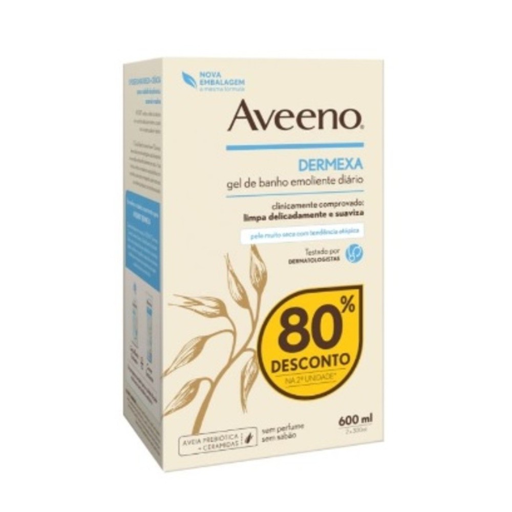 Aveeno Dermexa Gel de Banho 2x300ml 80% Desc 2ªunidade já inc no preço