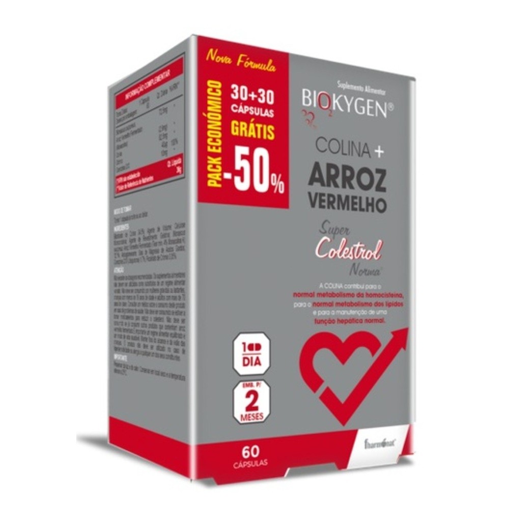 Biokygen Colina + Arroz Vermelho 60 cápsulas
