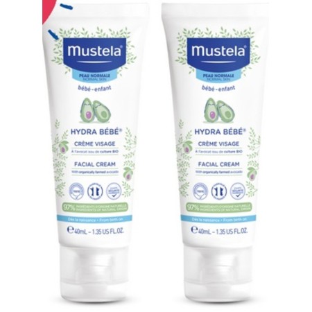Mustela Hydra Creme de Rosto Pele Normal 2 x 40 ml