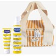 Kit Mustela Solares Spray Leite Solar 200 ml + Rosto 40 ml , Oferta Bolsa Amarela
