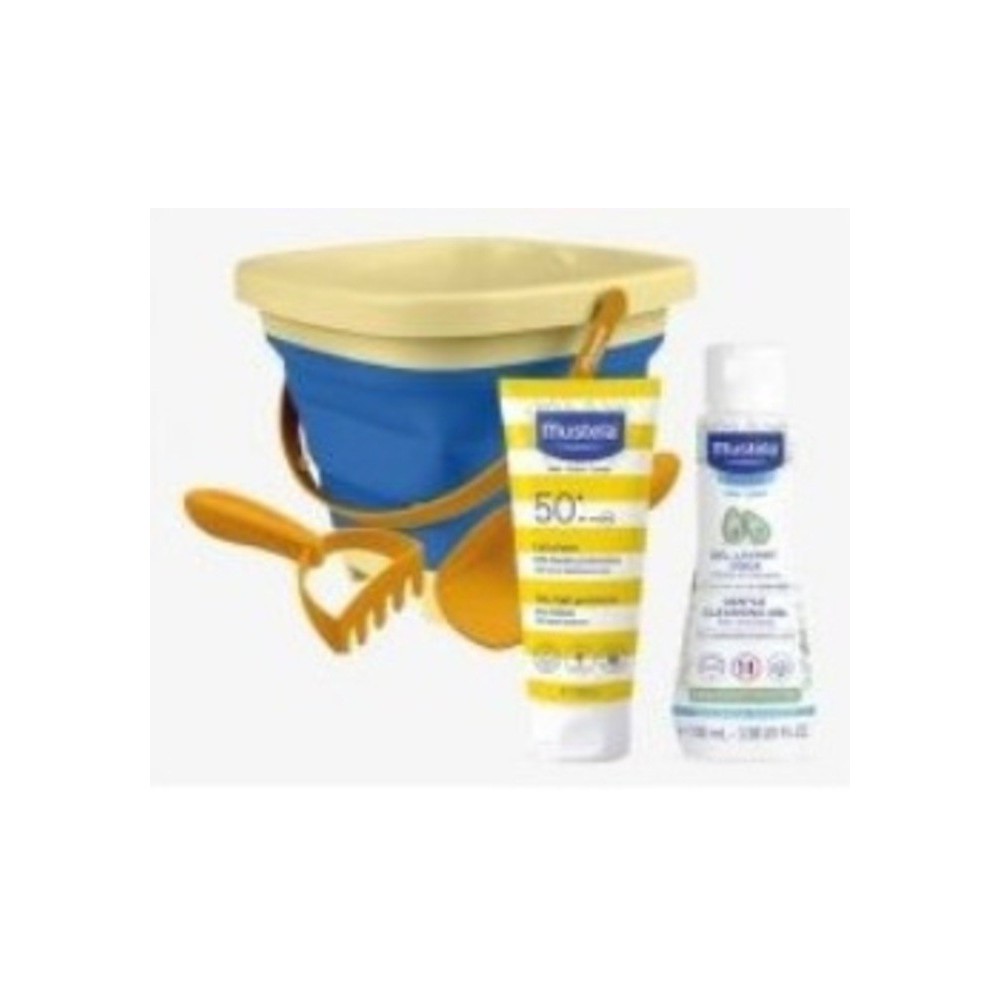 Mustela Pack Balde de Praia + Leite Solar SPF 50  100ml + Gel Lavante 100ml
