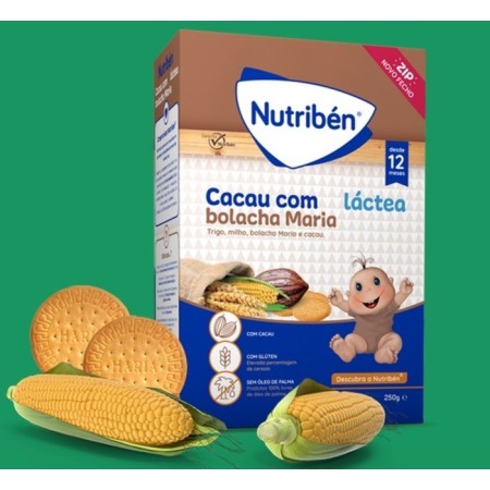 Nutriben Papa Láctea de Cacau com Bolacha Maria 250 gr
