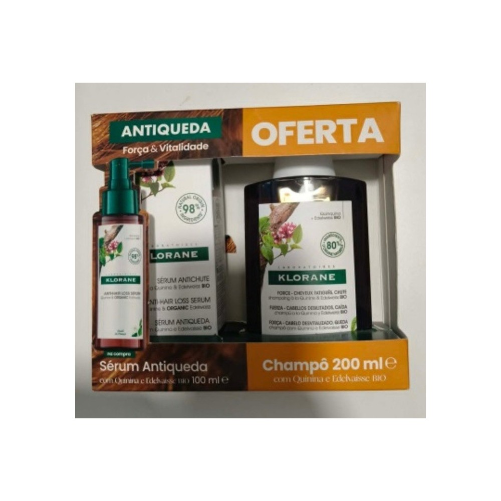 Klorane Pack Anti-Queda com Quinina e Edelvaisse Bio 100 ml + Oferta de Champo Anti-Queda 200 ml