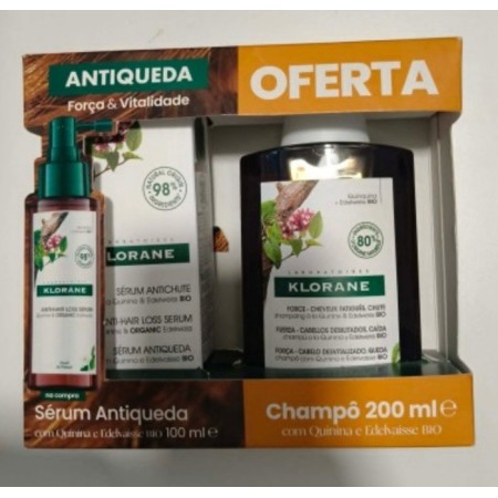 Klorane Pack Anti-Queda com Quinina e Edelvaisse Bio 100 ml + Oferta de Champo Anti-Queda 200 ml