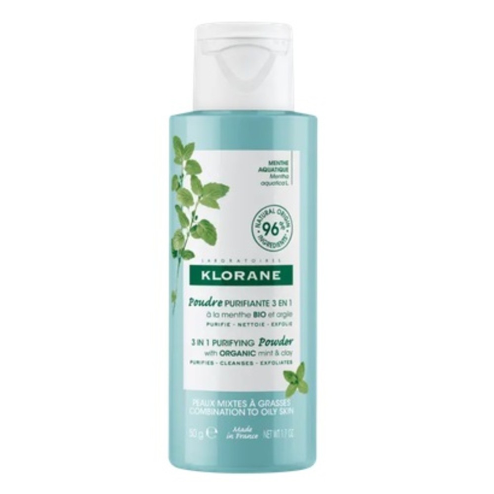 Klorane Pó purificante 3 em 1 com menta BIO e argila  50 gr