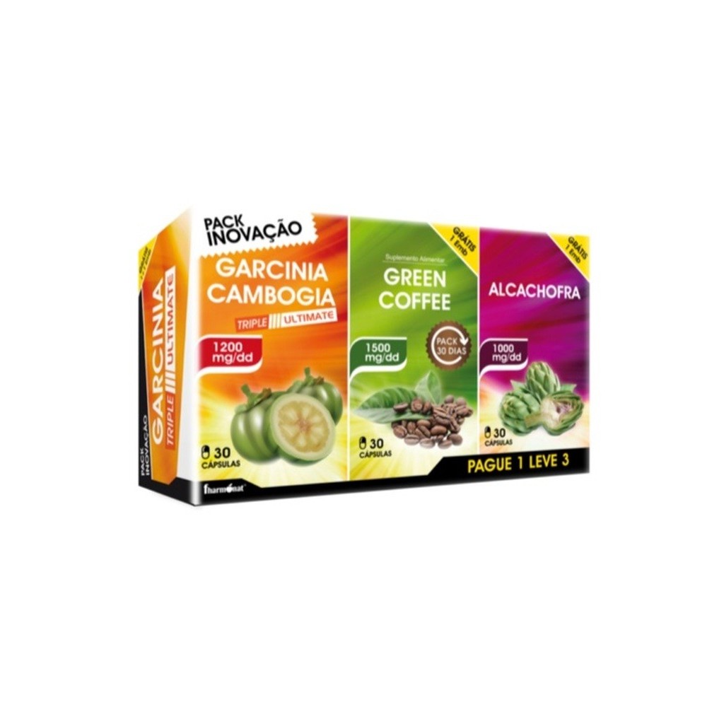 Fharmonat Pack Garcinia Cambogia + Café Verde + Alcachofra 90 cápsulas