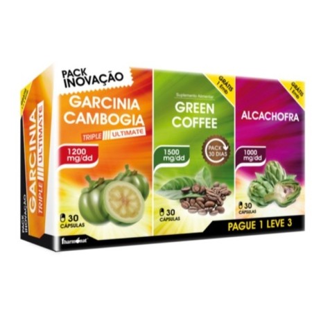 Fharmonat Pack Garcinia Cambogia + Café Verde + Alcachofra 90 cápsulas